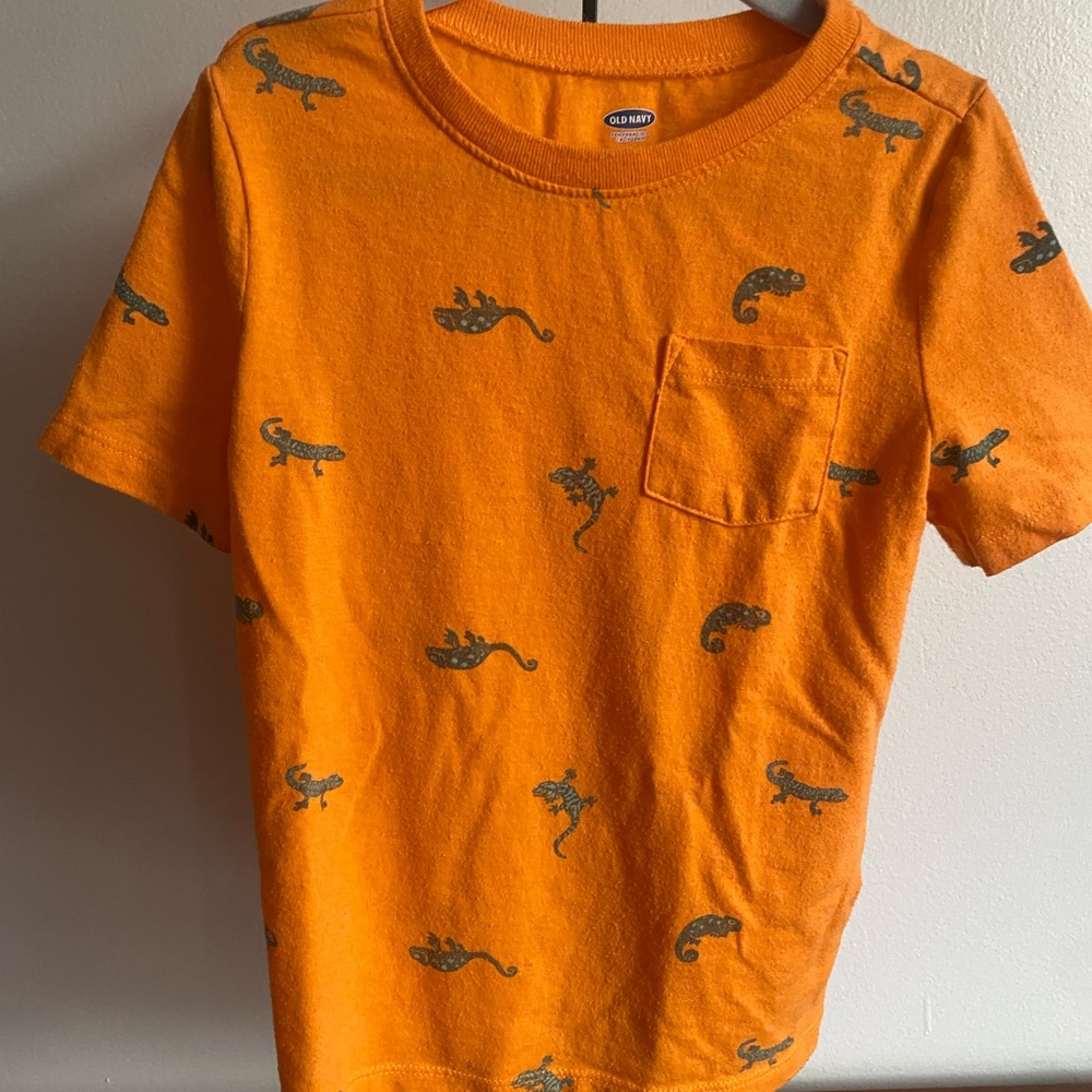 Old Navy Orange Tee with Lizard Pattern